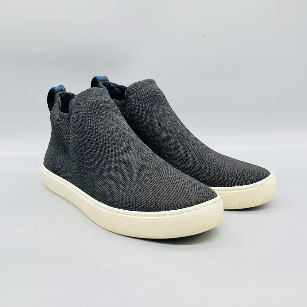 Rothy's Shoes Womens 9.5 Black Knit Mid Top Slip On Sneakers Comfort Casual